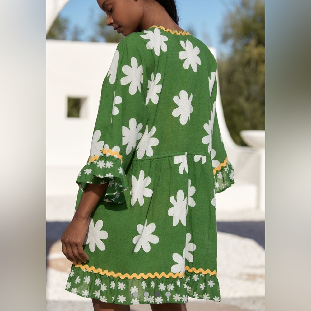 Anthropologie Green Floral Swim Coverup - Picture 2 of 7